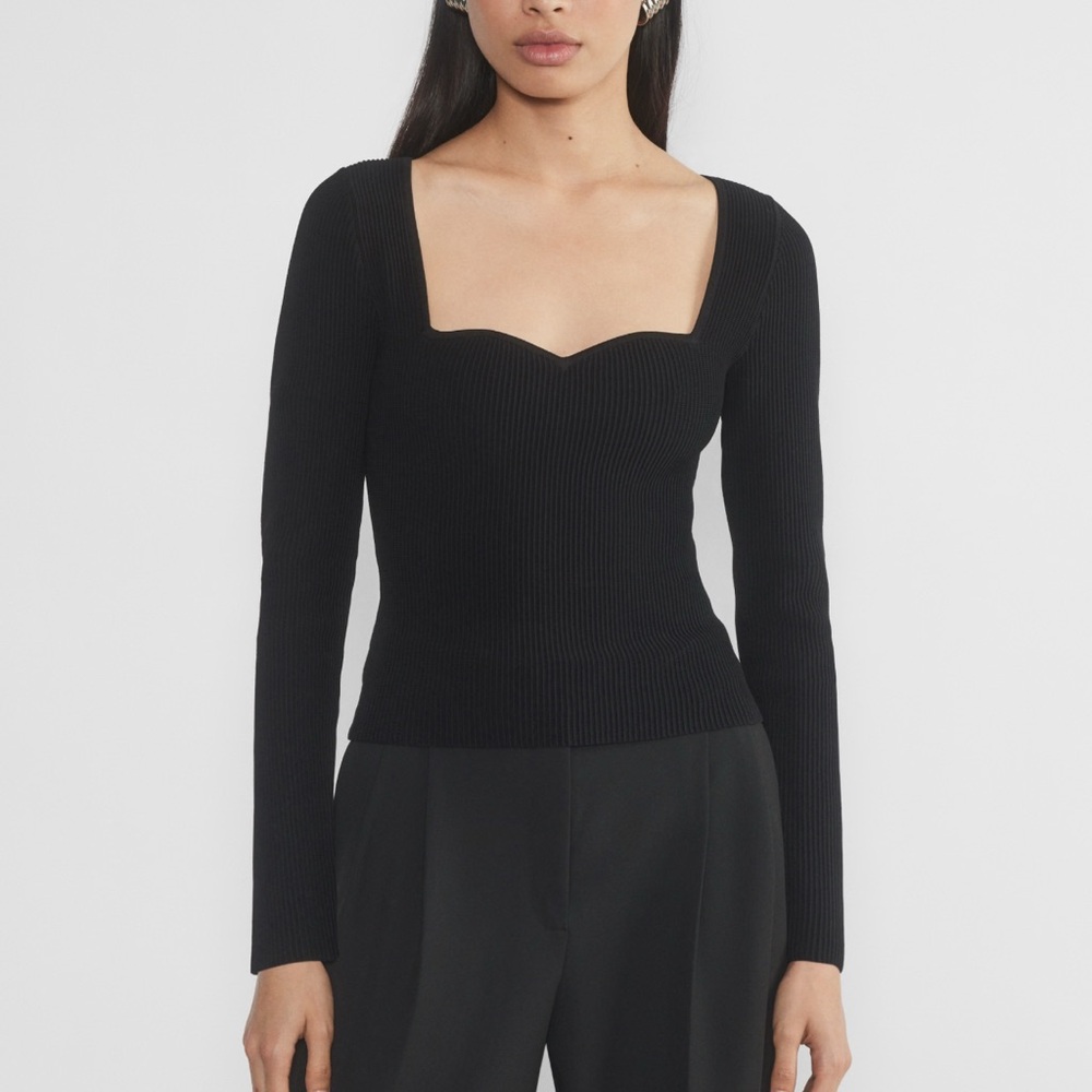 Babaton Sculpt Knit Sweetheart Top (M, Ionic Grey, NWT)